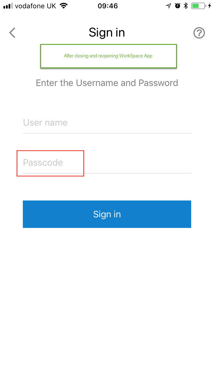 Passcode Citrix Workspace